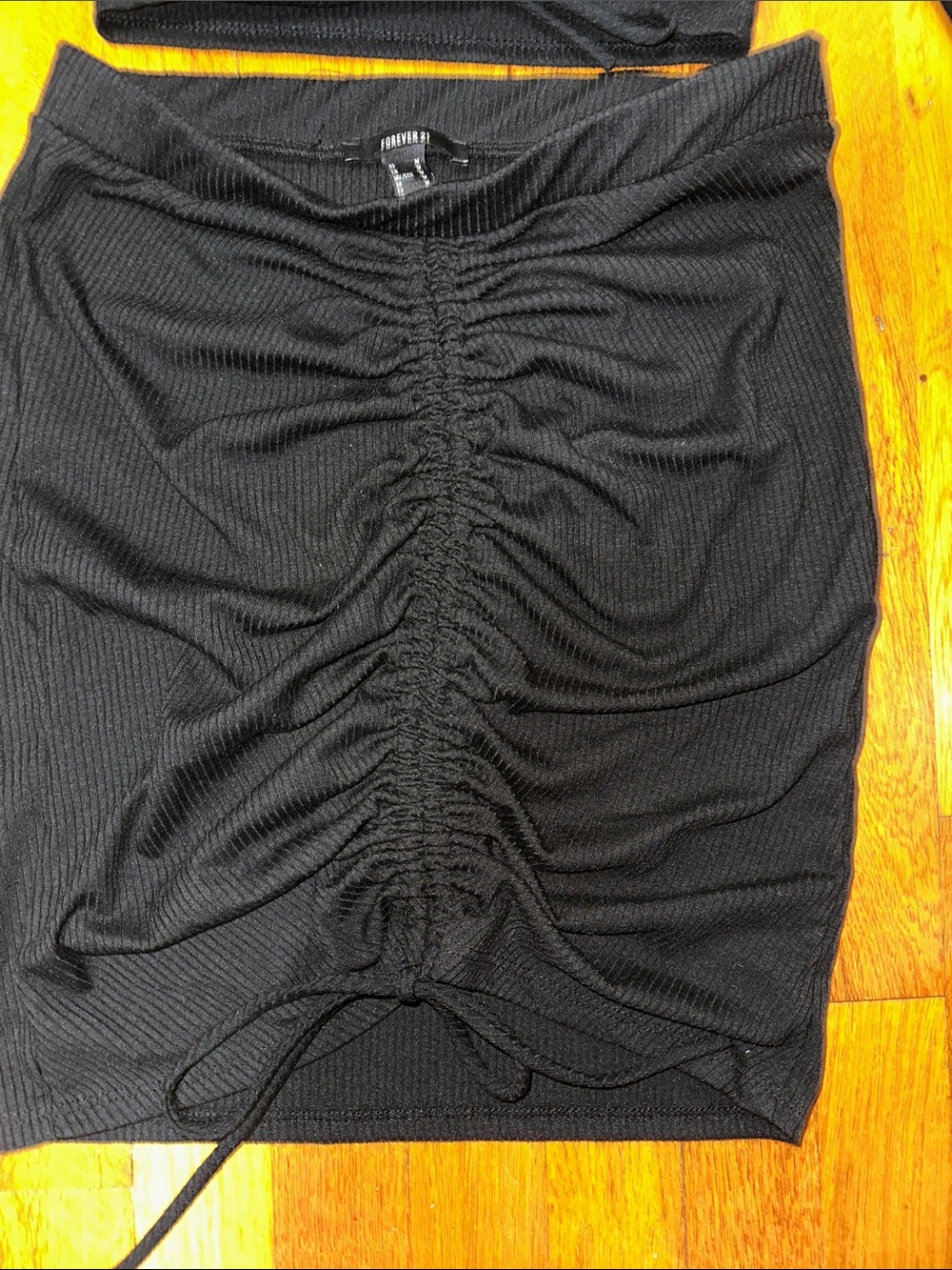 Forever 21 Black Ribbed Ruched Mini Skirt Set - Picture 6 of 6